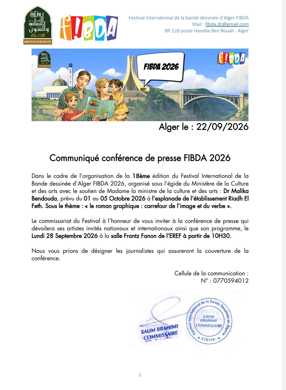 Communiqué conférence de presse FIBDA 2026